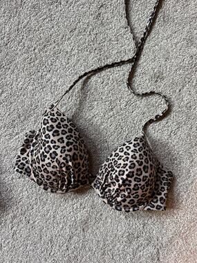 H&M Leopard Halter Bikini Top 36C